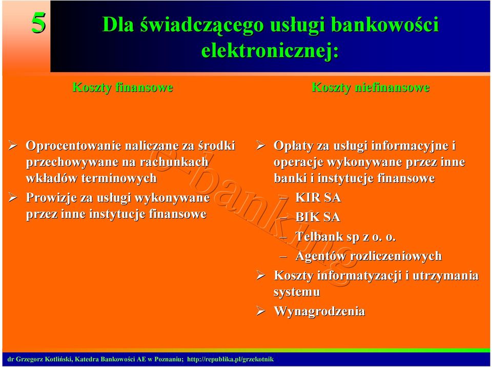 inne instytucje finansowe Opłaty za usługi ugi informacyjne i operacje wykonywane przez inne banki i instytucje