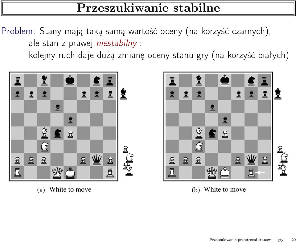 kolejny ruch daje dużą zmianę oceny stanu gry (na korzyść białych)