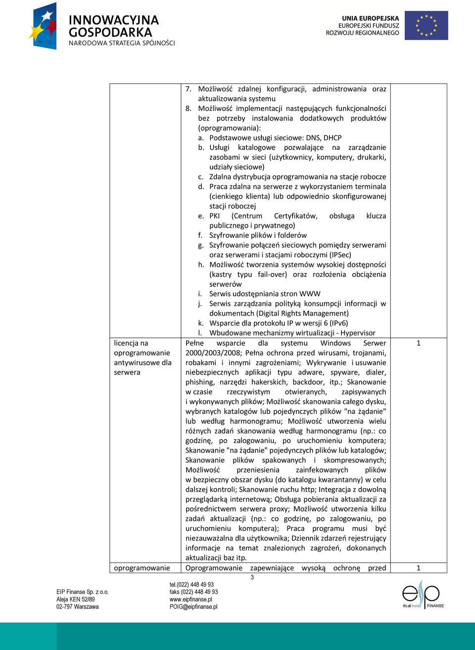 Usługi katalogowe pozwalające na zarządzanie zasobami w sieci (użytkownicy, komputery, drukarki, udziały sieciowe) c. Zdalna dystrybucja oprogramowania na stacje robocze d.