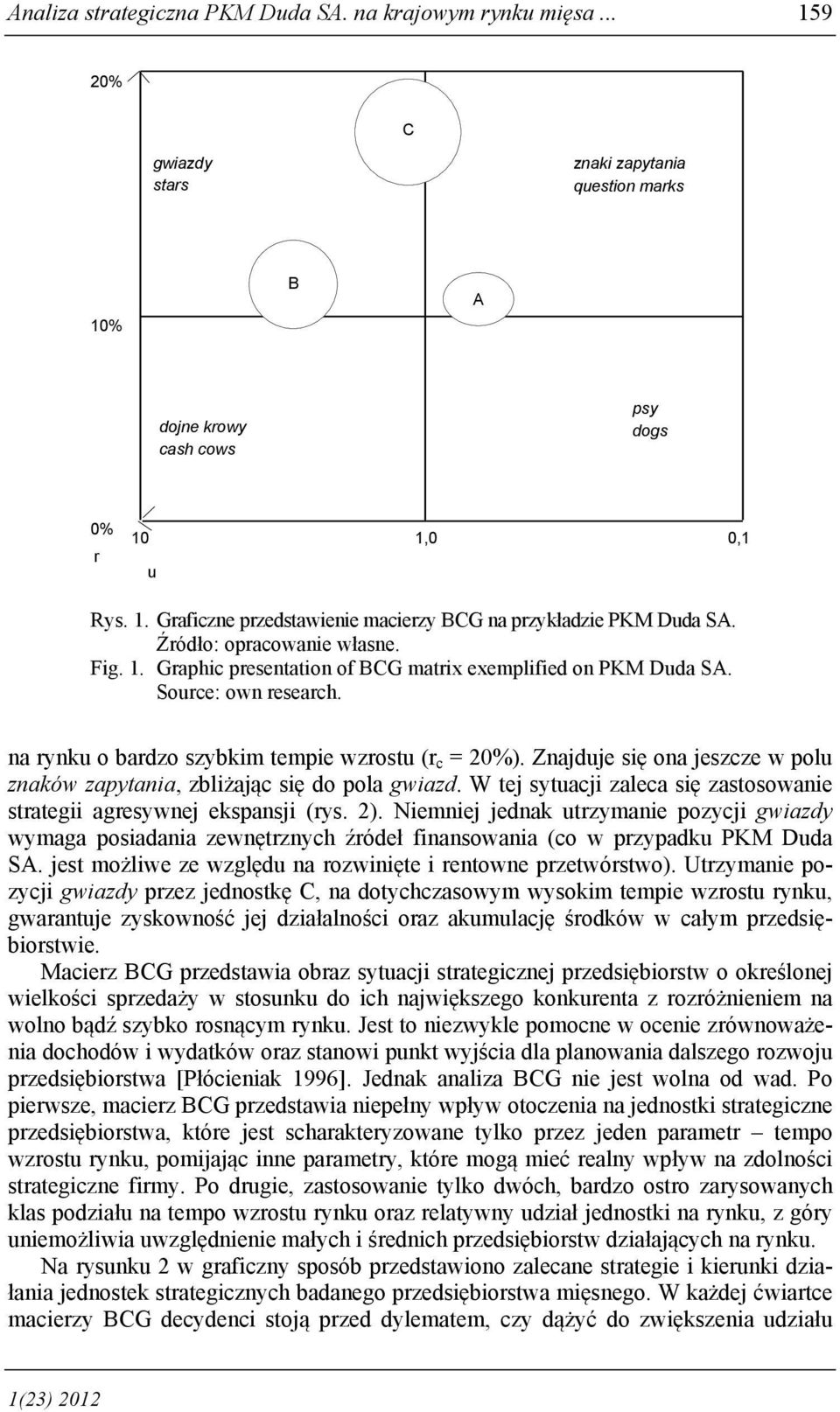 Znajduje się ona jeszcze w polu znaków zapytania, zbliżając się do pola gwiazd. W tej sytuacji zaleca się zastosowanie strategii agresywnej ekspansji (rys. 2).