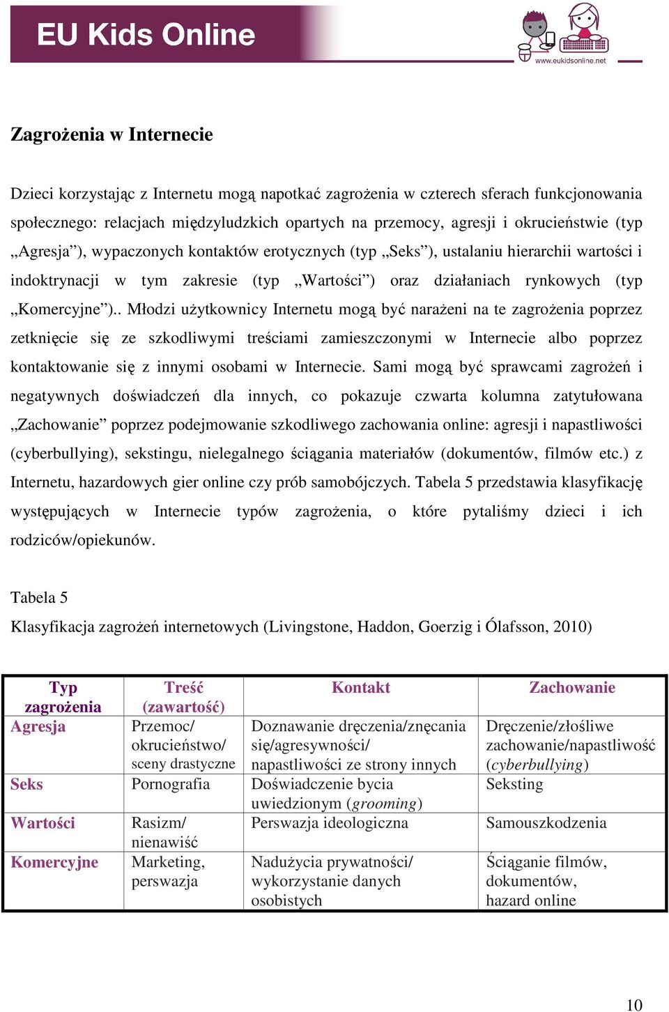 . Młodzi uŝytkownicy Internetu mogą być naraŝeni na te zagroŝenia poprzez zetknięcie się ze szkodliwymi treściami zamieszczonymi w Internecie albo poprzez kontaktowanie się z innymi osobami w