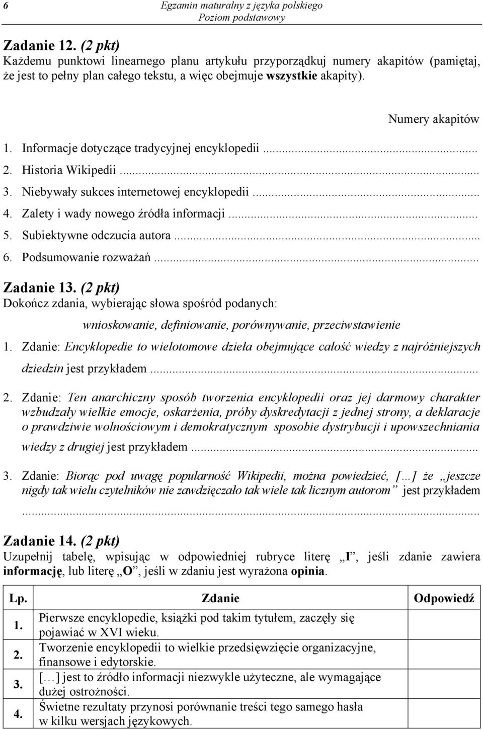 Informacje dotycz ce tradycyjnej encyklopedii... 2. Historia Wikipedii... 3. Niebywa y sukces internetowej encyklopedii... 4. Zalety i wady nowego ród a informacji... 5. Subiektywne odczucia autora.