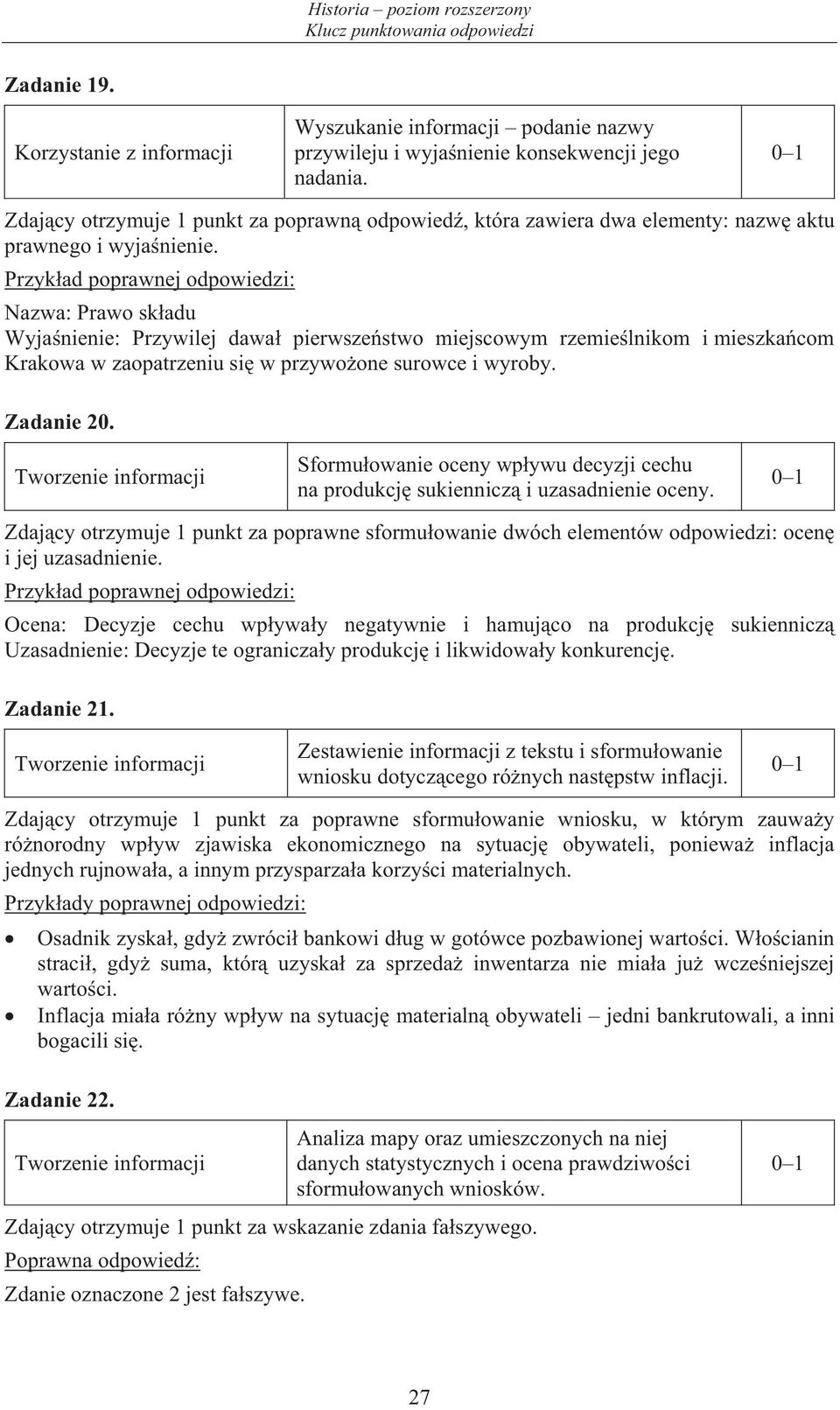 Przyk ad poprawnej odpowiedzi: Nazwa: Prawo sk adu Wyja nienie: Przywilej dawa pierwsze stwo miejscowym rzemie lnikom i mieszka com Krakowa w zaopatrzeniu si w przywo one surowce i wyroby. Zadanie 20.