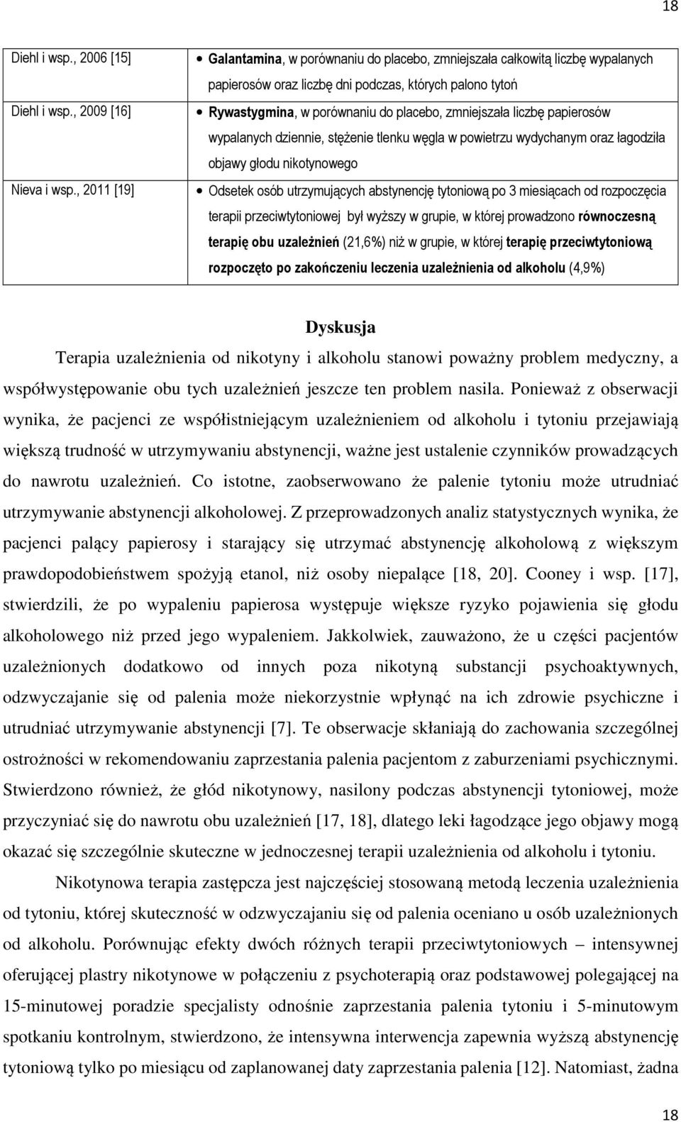 liczbę papierosów wypalanych dziennie, stężenie tlenku węgla w powietrzu wydychanym oraz łagodziła objawy głodu nikotynowego Odsetek osób utrzymujących abstynencję tytoniową po 3 miesiącach od