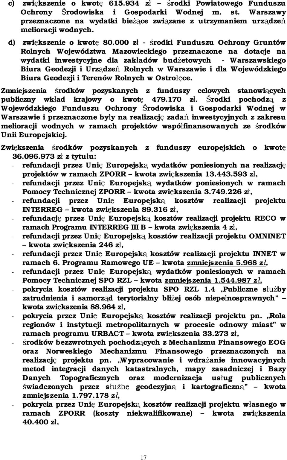 000 z - rodki Funduszu Ochrony Gruntów Rolnych Województwa Mazowieckiego przeznaczone na dotacje na wydatki inwestycyjne dla zak adów bud etowych - Warszawskiego Biura Geodezji i Urz dze Rolnych w