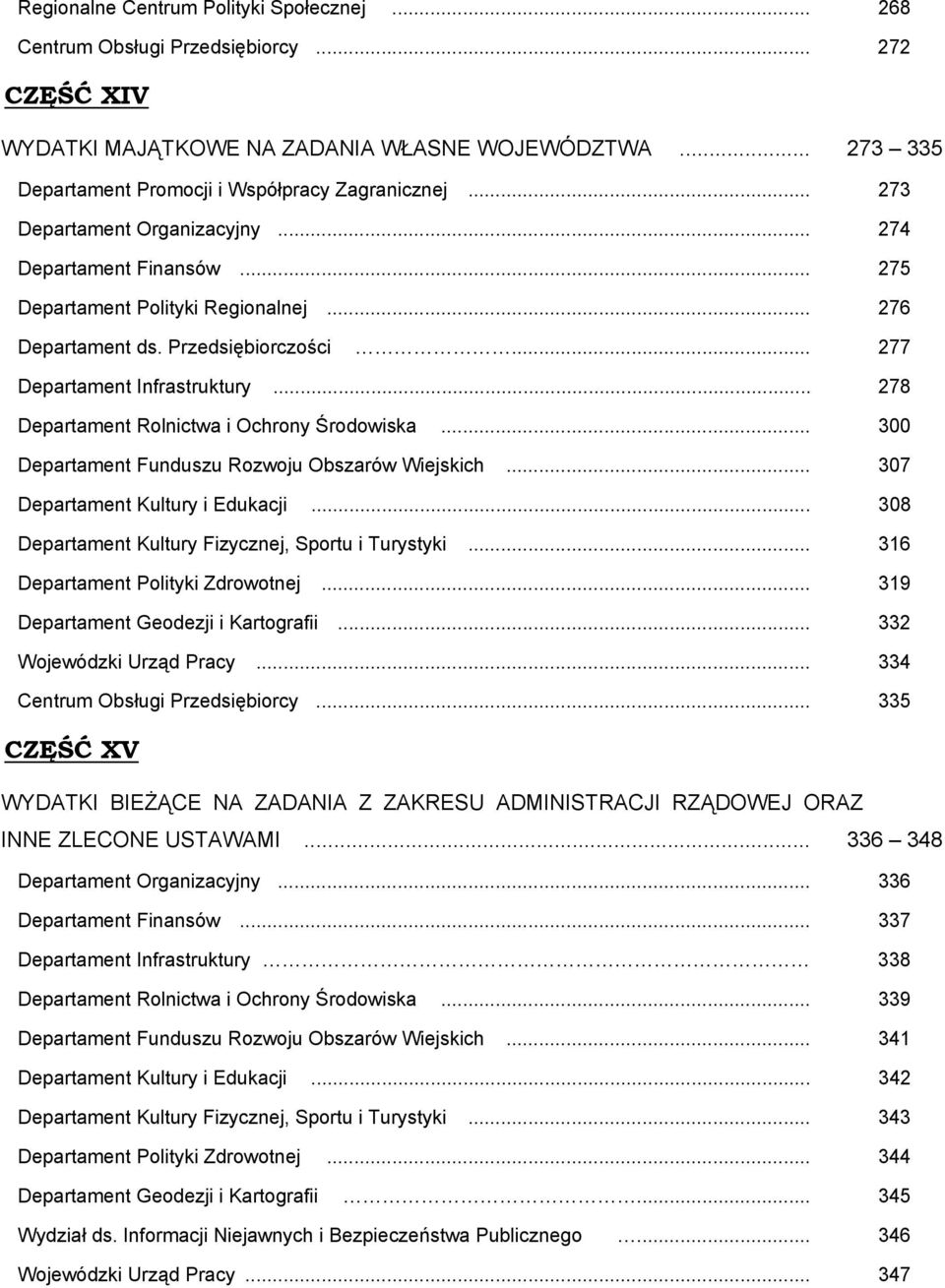 .. 278 Departament Rolnictwa i Ochrony Środowiska... 300 Departament Funduszu Rozwoju Obszarów Wiejskich... 307 Departament Kultury i Edukacji... 308 Departament Kultury Fizycznej, Sportu i Turystyki.