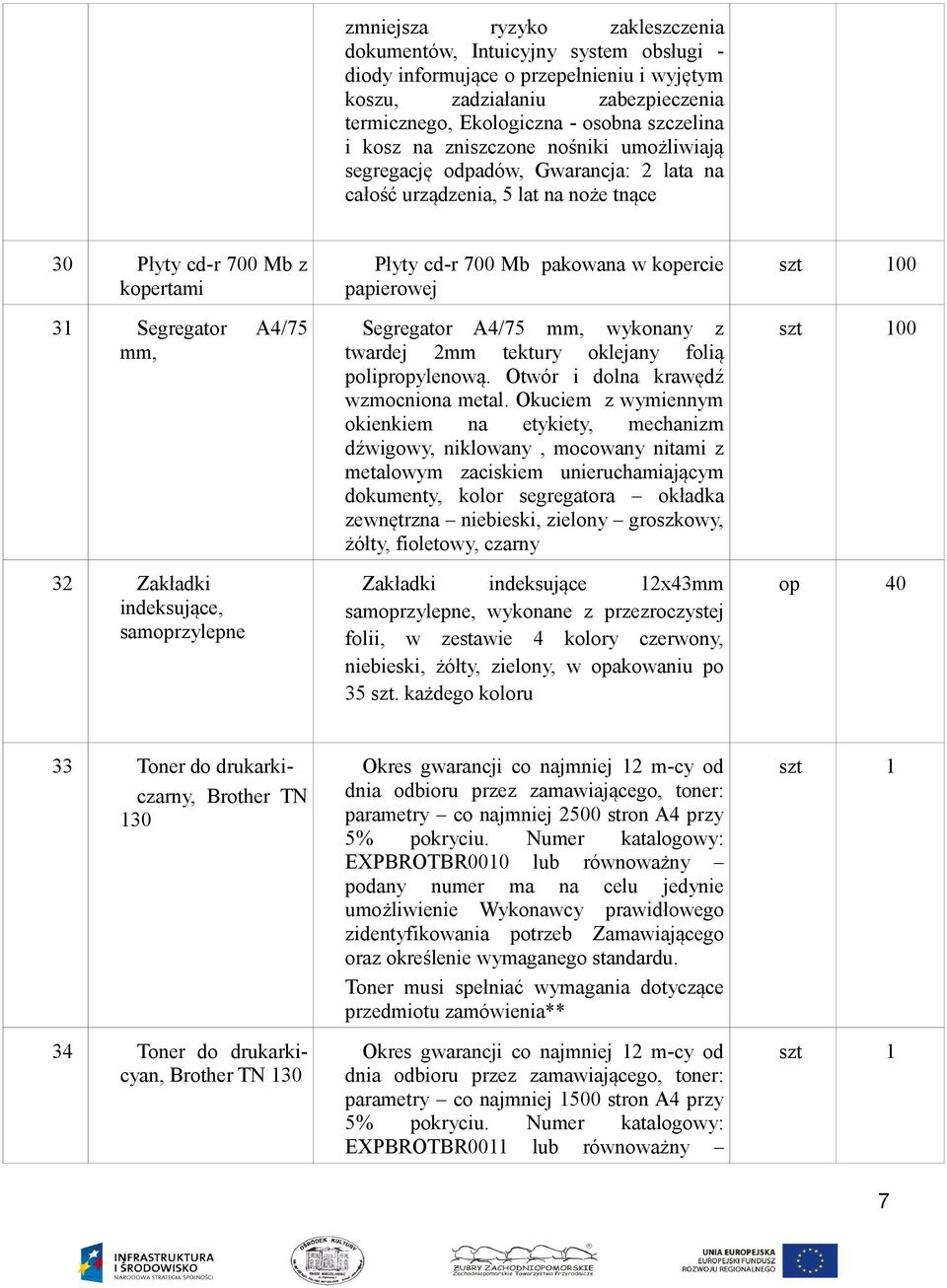 samoprzylepne Płyty cd-r 700 Mb pakowana w kopercie papierowej Segregator A4/75 mm, wykonany z twardej 2mm tektury oklejany folią polipropylenową. Otwór i dolna krawędź wzmocniona metal.