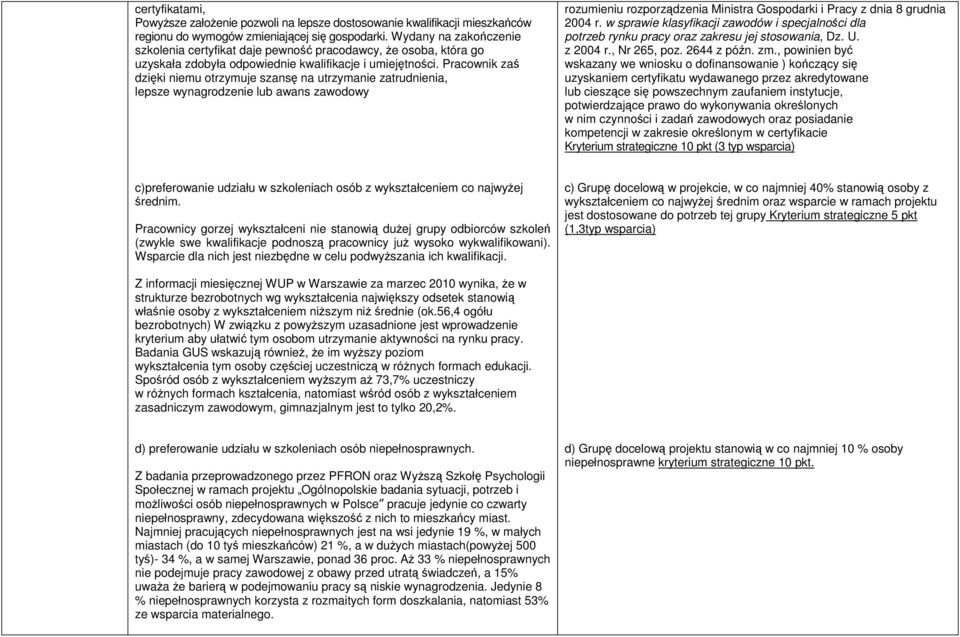 Pracownik zaś dzięki niemu otrzymuje szansę na utrzymanie zatrudnienia, lepsze wynagrodzenie lub awans zawodowy rozumieniu rozporządzenia Ministra Gospodarki i Pracy z dnia 8 grudnia 2004 r.