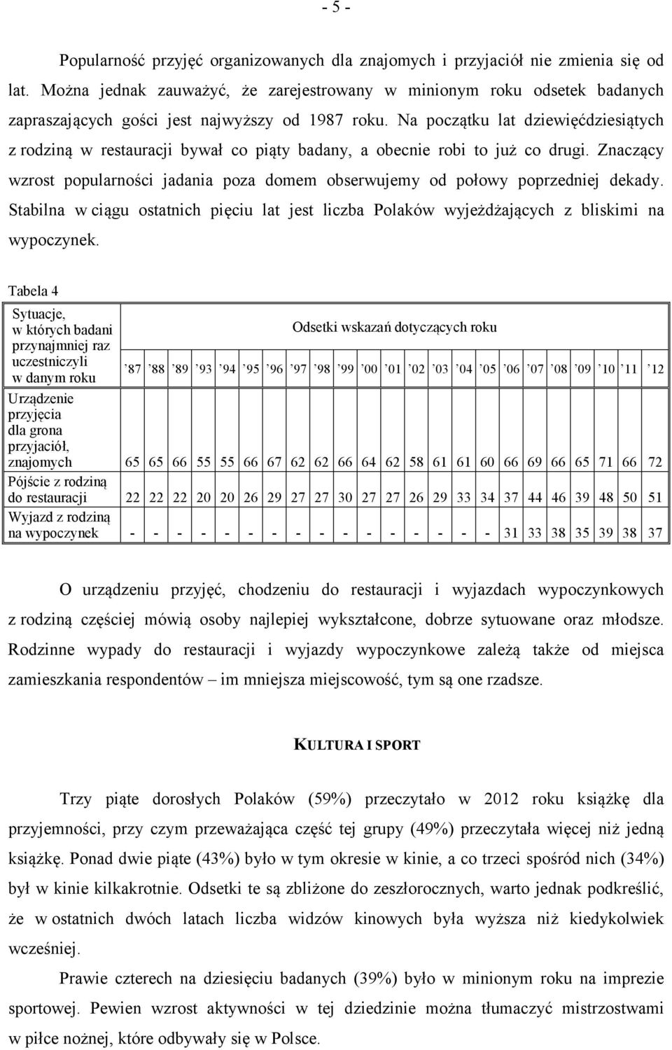 Na początku lat dziewięćdziesiątych z rodziną w restauracji bywał co piąty badany, a obecnie robi to już co drugi.