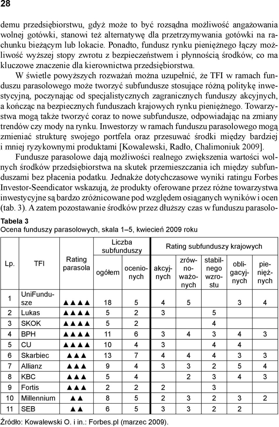 W świetle powyższych rozważań można uzupełnić, że TFI w ramach funduszu parasolowego może tworzyć subfundusze stosujące różną politykę inwestycyjną, poczynając od specjalistycznych zagranicznych