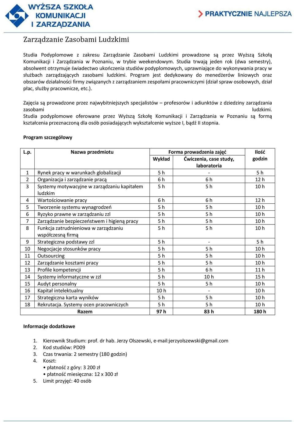 Program jest dedykowany do menedżerów liniowych oraz obszarów działalności firmy związanych z zarządzaniem zespołami pracowniczymi (dział spraw osobowych, dział płac, służby pracownicze, etc.).