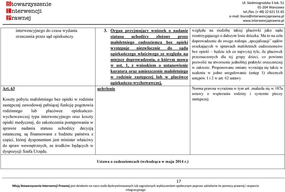 zakończenia postępowania w sprawie nadania statusu uchodźcy decyzją ostateczną, są finansowane z budżetu państwa z części, której dysponentem jest minister właściwy do spraw wewnętrznych, ze środków