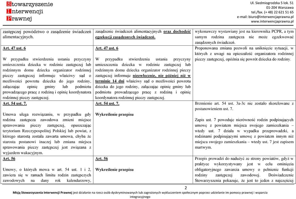 dziecka do jego rodziny, załączając opinię gminy lub podmiotu prowadzącego pracę z rodziną i opinię koordynatora rodzinnej pieczy zastępczej. Art. 54 ust. 7.