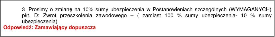 D: Zwrot przeszkolenia zawodowego ( zamiast