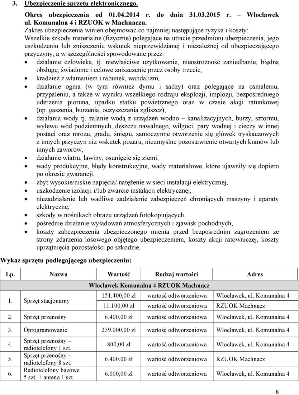 wskutek nieprzewidzianej i niezależnej od ubezpieczającego przyczyny, a w szczególności spowodowane przez: działanie człowieka, tj.