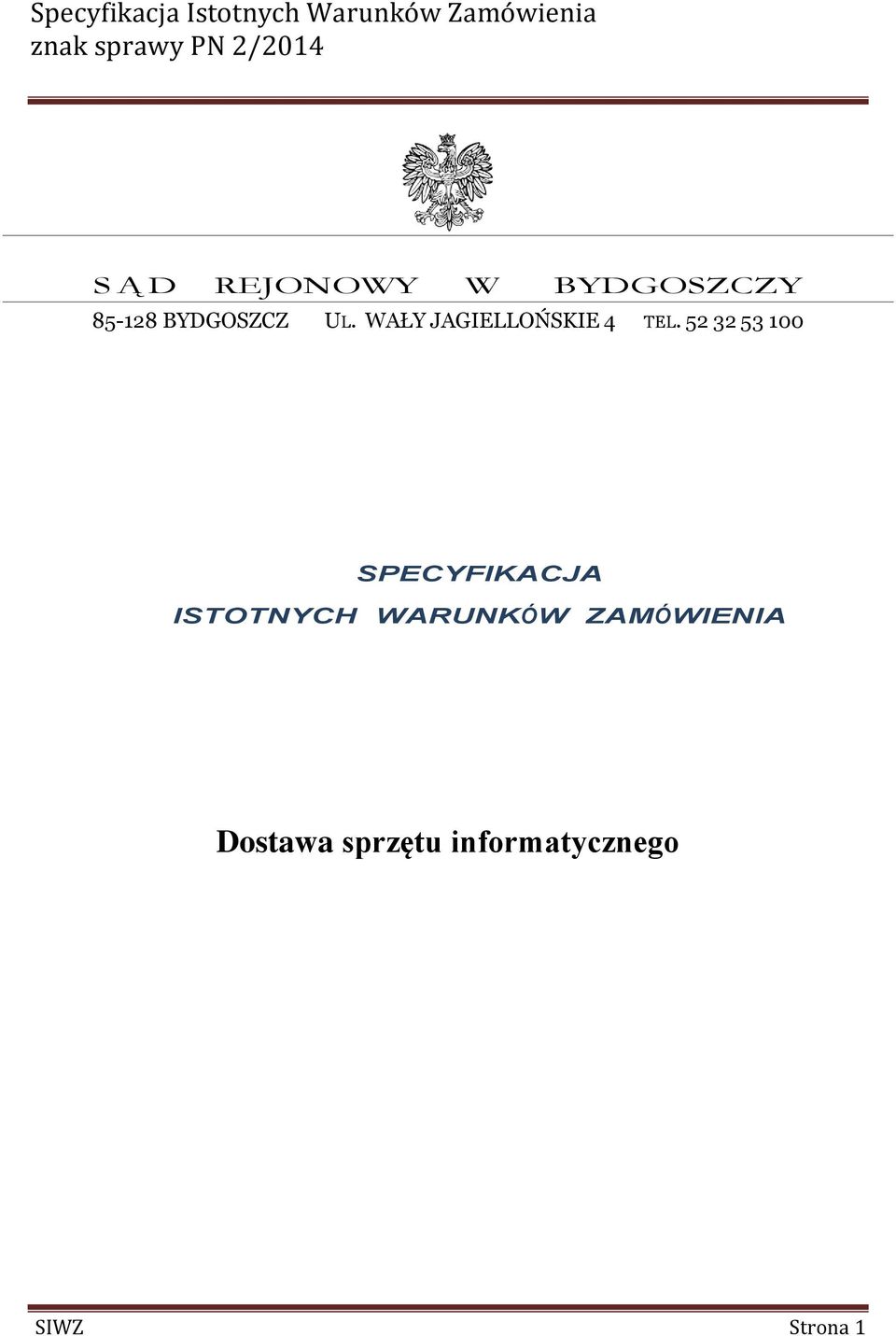 52 32 53 100 SPECYFIKACJA ISTOTNYCH