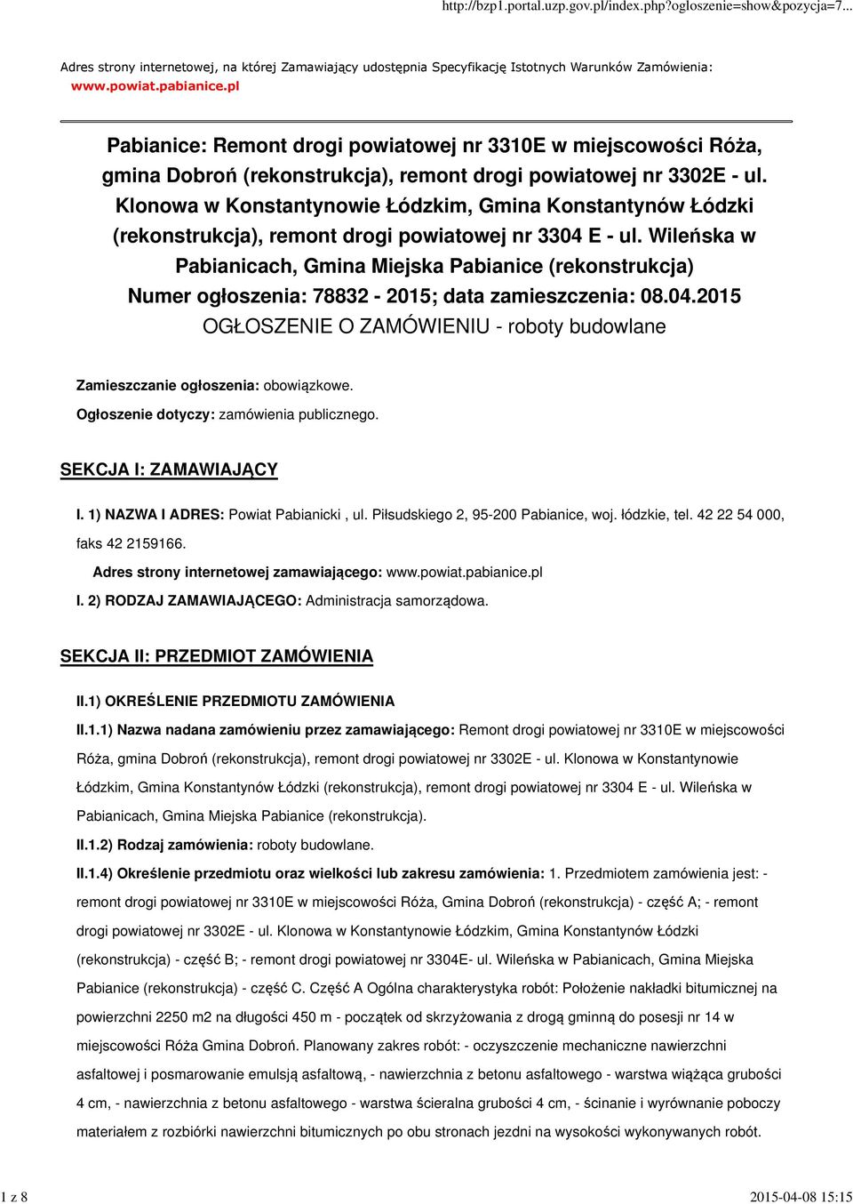 Klonowa w Konstantynowie Łódzkim, Gmina Konstantynów Łódzki (rekonstrukcja), remont drogi powiatowej nr 3304 E - ul.