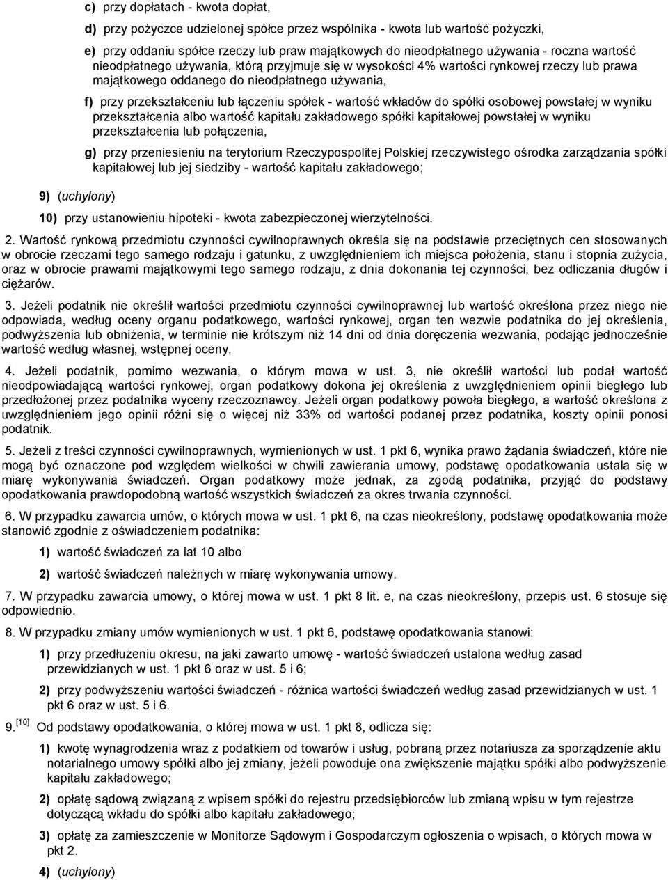 łączeniu spółek - wartość wkładów do spółki osobowej powstałej w wyniku przekształcenia albo wartość kapitału zakładowego spółki kapitałowej powstałej w wyniku przekształcenia lub połączenia, g) przy