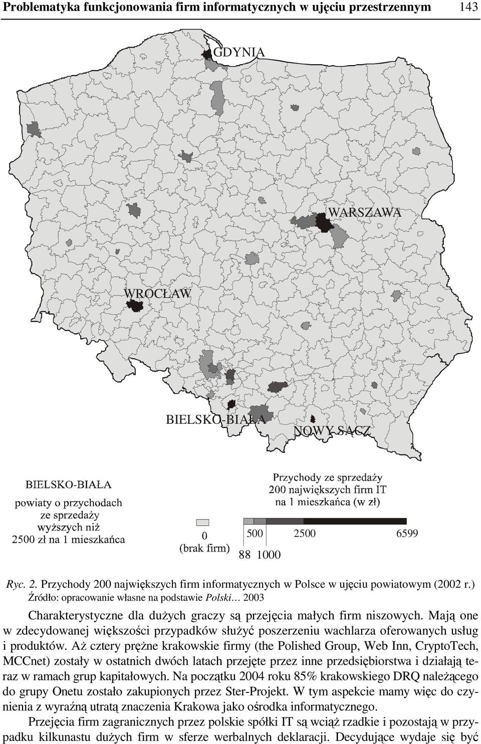 ) Źródło: opracowanie własne na podstawie Polski 2003 Charakterystyczne dla duŝych graczy są przejęcia małych firm niszowych.