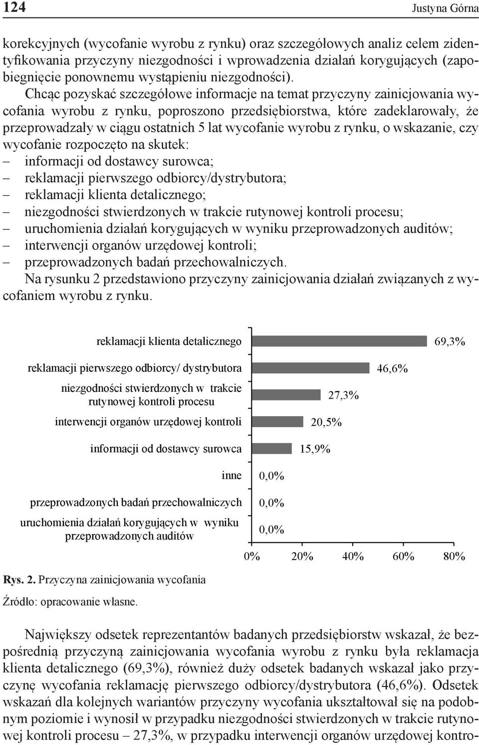 Chcąc pozyskać szczegółowe informacje na temat przyczyny zainicjowania wycofania wyrobu z rynku, poproszono przedsiębiorstwa, które zadeklarowały, że przeprowadzały w ciągu ostatnich 5 lat wycofanie