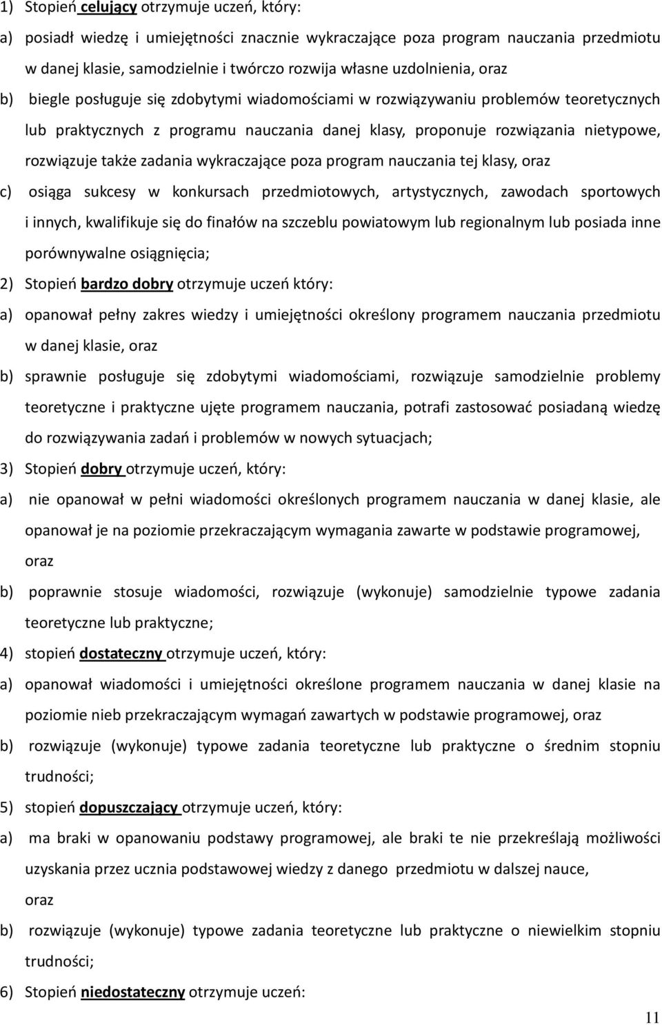 zadania wykraczające poza program nauczania tej klasy, oraz c) osiąga sukcesy w konkursach przedmiotowych, artystycznych, zawodach sportowych i innych, kwalifikuje się do finałów na szczeblu