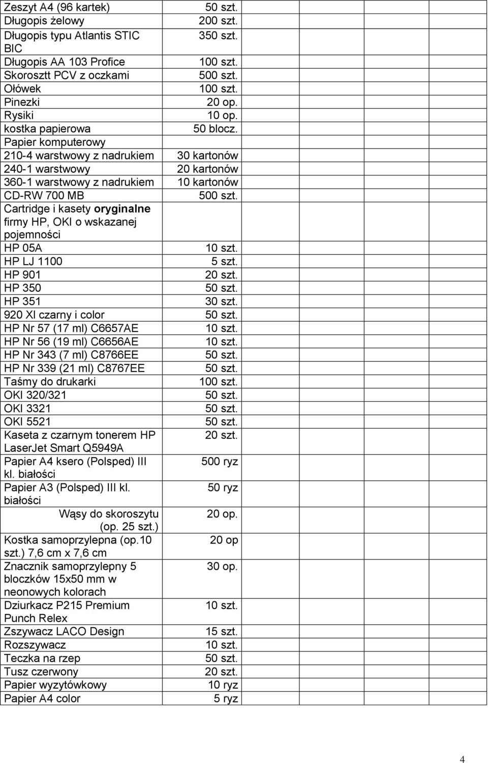 pojemności HP 05A HP LJ 1100 5 szt. HP 901 HP 350 HP 351 30 szt.