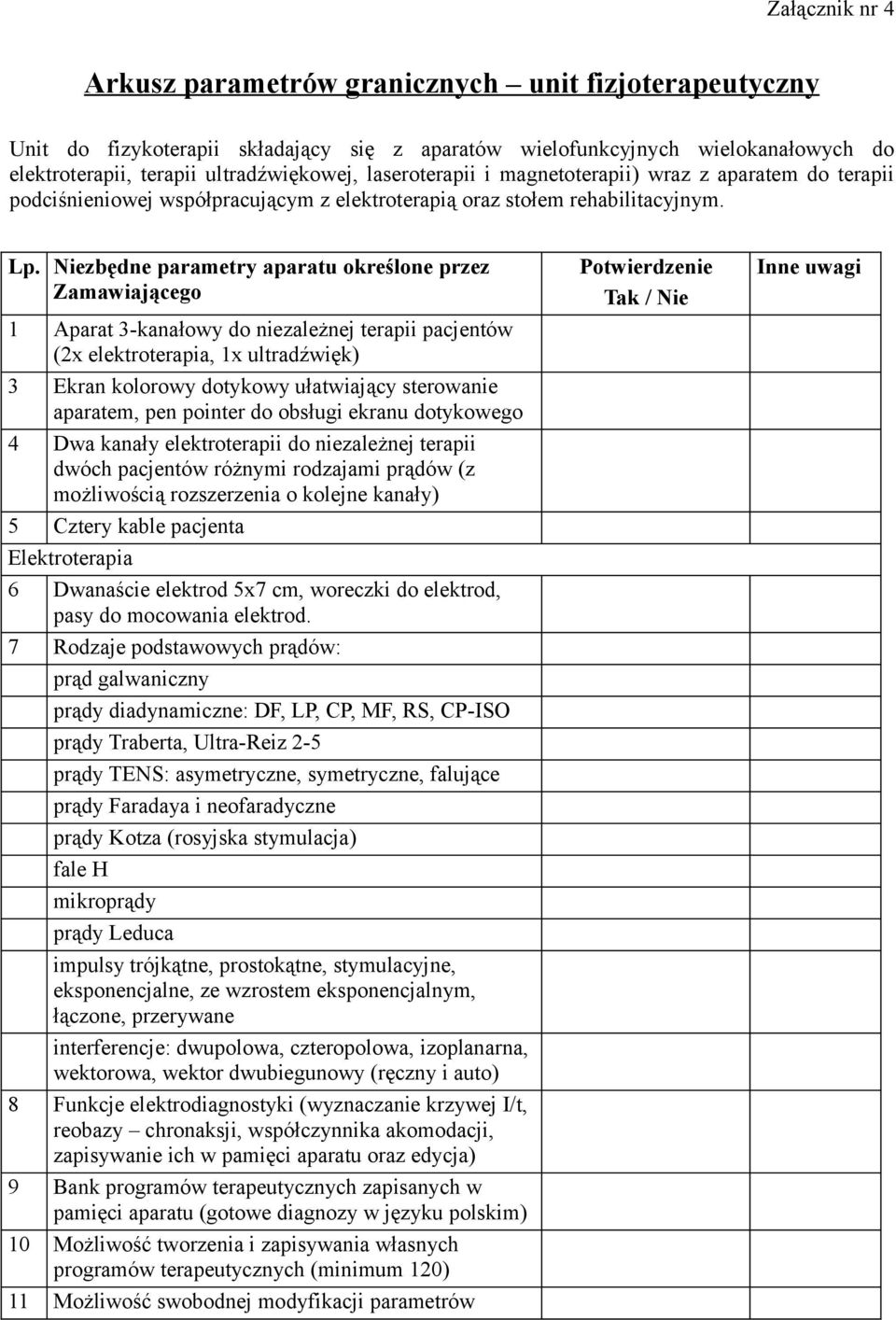 1 Aparat 3-kanałowy do niezależnej terapii pacjentów (2x elektroterapia, 1x ultradźwięk) 3 Ekran kolorowy dotykowy ułatwiający sterowanie aparatem, pen pointer do obsługi ekranu dotykowego 4 Dwa