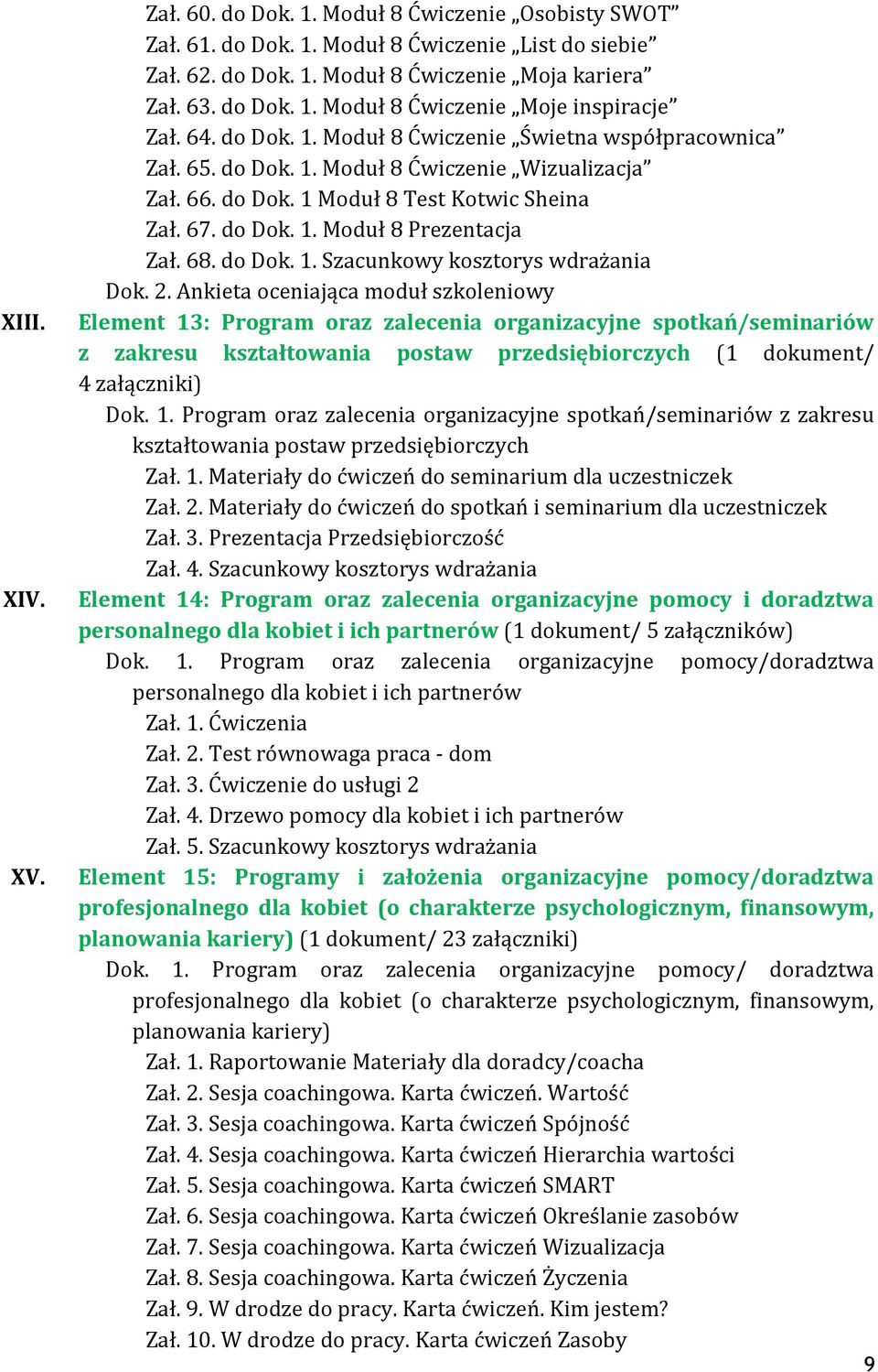 68. do Dok. 1. Szacunkowy kosztorys wdrażania Dok. 2.