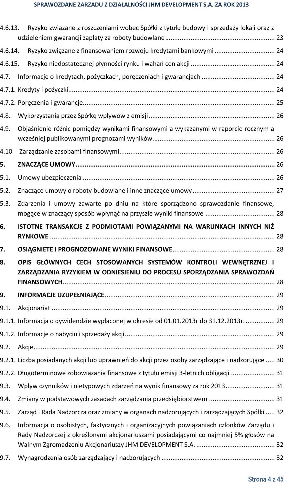 Informacje o kredytach, pożyczkach, poręczeniach i gwarancjach... 24 4.7.1. Kredyty i pożyczki... 24 4.7.2. Poręczenia i gwarancje... 25 4.8. Wykorzystania przez Spółkę wpływów z emisji... 26 4.9.