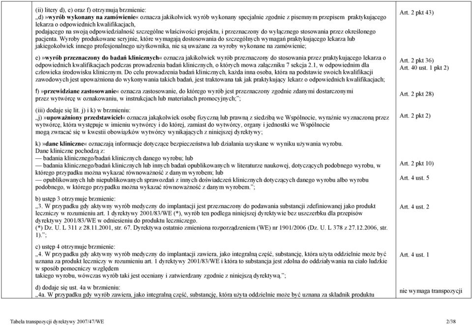 Wyroby produkowane seryjnie, które wymagają dostosowania do szczególnych wymagań praktykującego lekarza lub jakiegokolwiek innego profesjonalnego użytkownika, nie są uważane za wyroby wykonane na