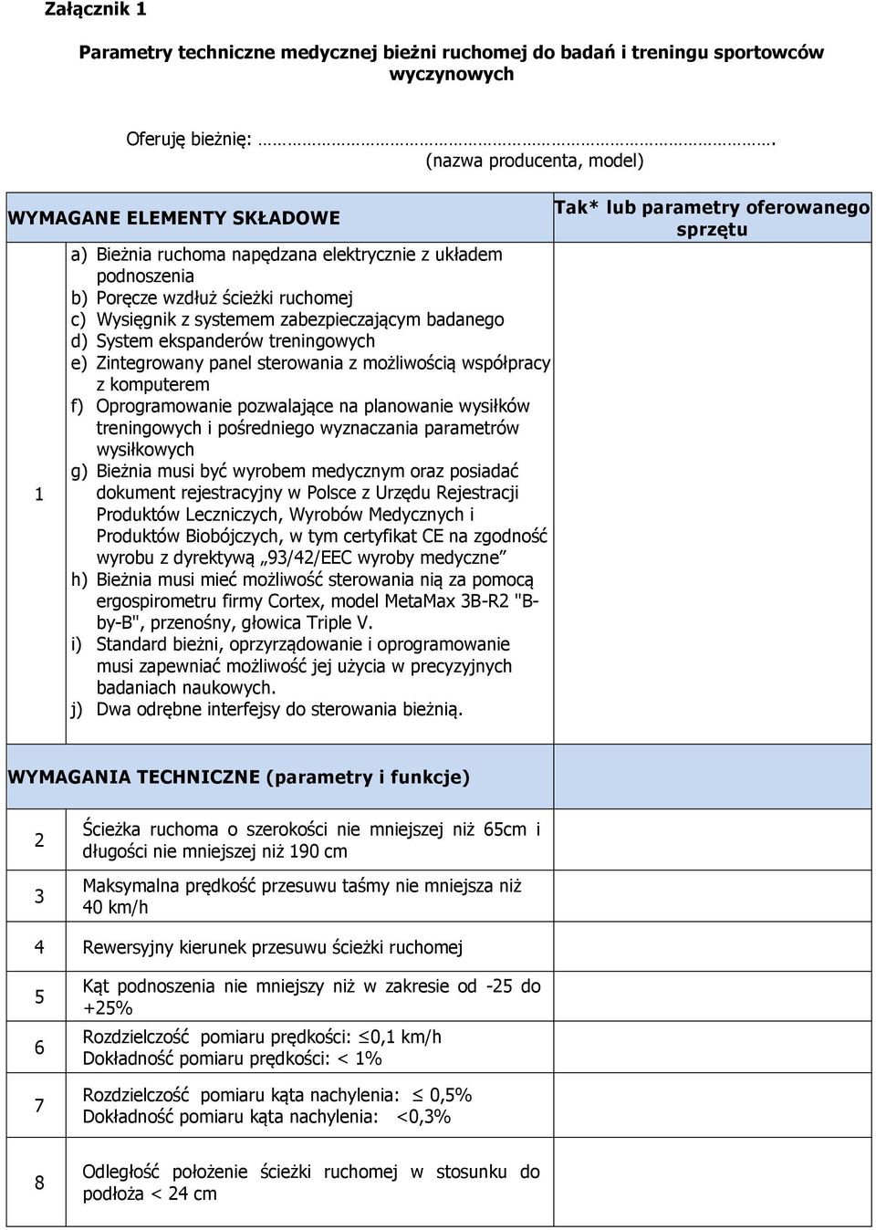 Wysięgnik z systemem zabezpieczającym badanego d) System ekspanderów treningowych e) Zintegrowany panel sterowania z możliwością współpracy z komputerem f) Oprogramowanie pozwalające na planowanie