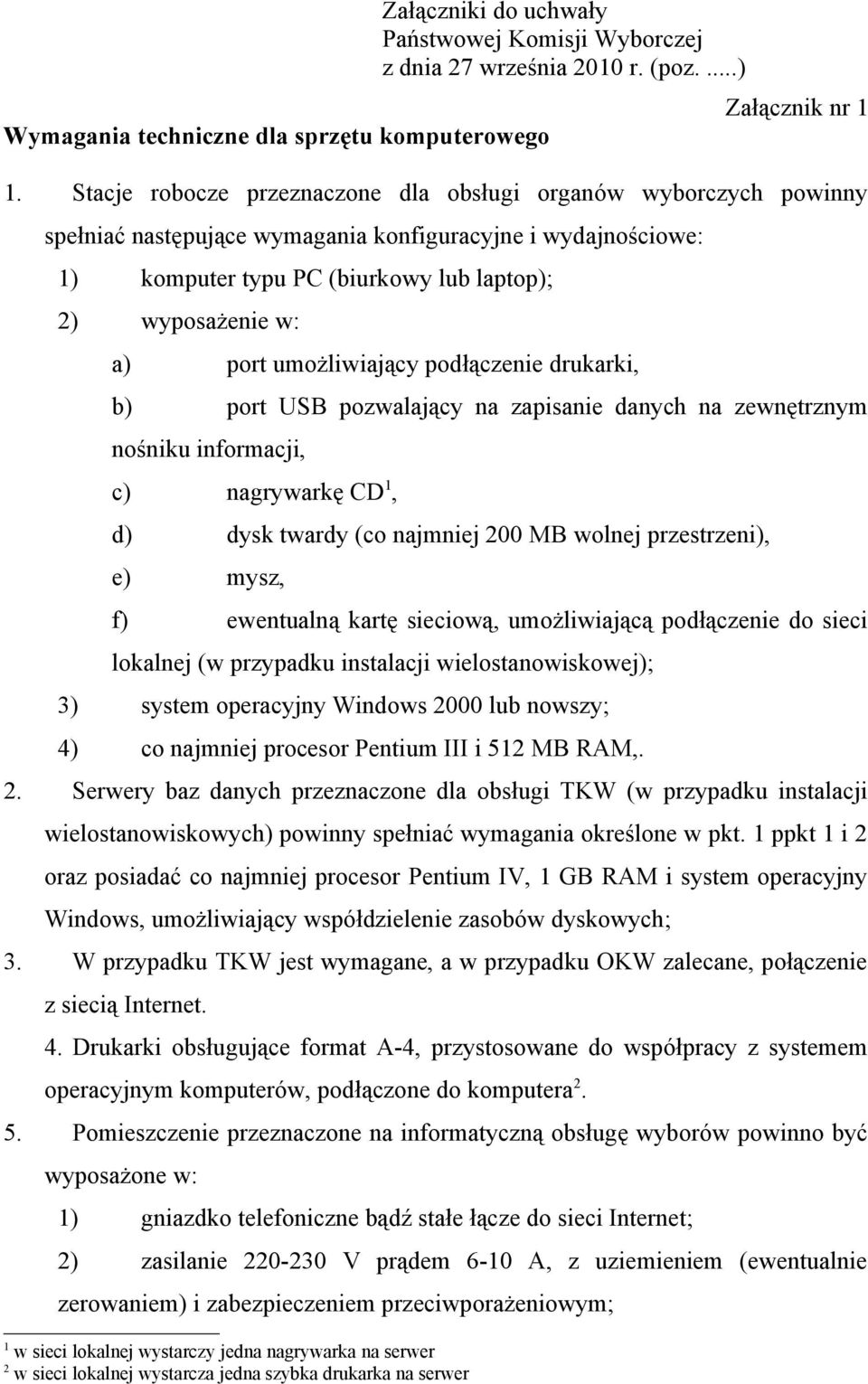 umożliwiający podłączenie drukarki, b) port USB pozwalający na zapisanie danych na zewnętrznym nośniku informacji, c) nagrywarkę CD 1, d) dysk twardy (co najmniej 200 MB wolnej przestrzeni), e) mysz,