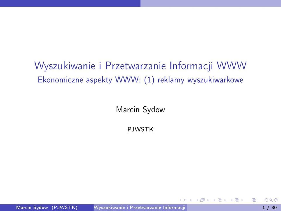 wyszukiwarkowe Marcin Sydow PJWSTK Marcin