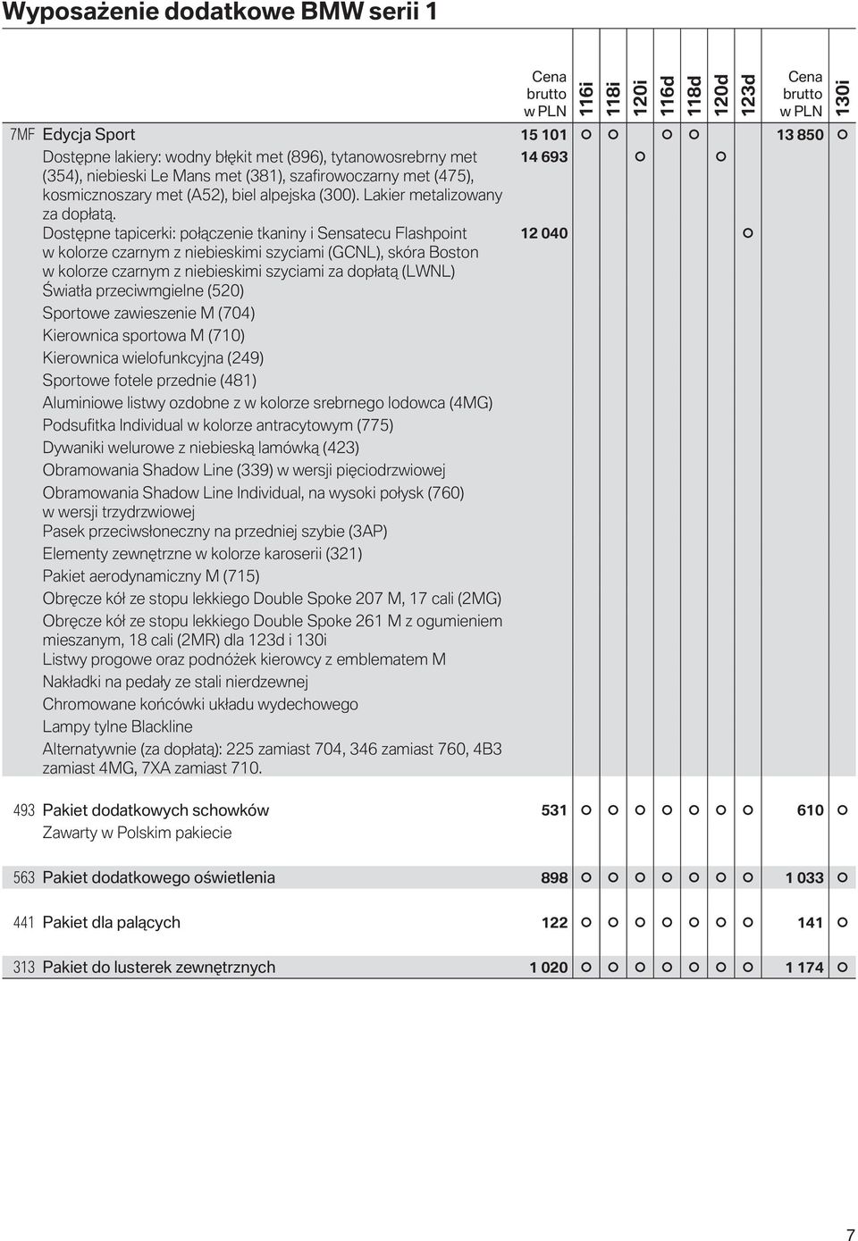 Dostępne tapicerki: połączenie tkaniny i Sensatecu Flashpoint 12 040 w kolorze czarnym z niebieskimi szyciami (GCNL), skóra Boston w kolorze czarnym z niebieskimi szyciami za dopłatą (LWNL) Światła