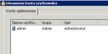 5.9 Ustawienia konta użytkownika Tylko domyślny użytkownik Admin ma prawo zarządzać kontami użytkownika. Podświetl konto, a następnie modyfikuj uprawnienia.