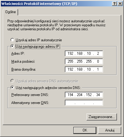 Odszukaj w serwisie internetowym Wikipedii informacje na temat usługi DHCP. W systemach Windows w celu automatycznej konfiguracji protokołu TCP/IP musi być uruchomiona usługa DHCP.