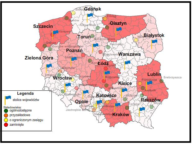 Rysunek 5 Składowiska azbestu w