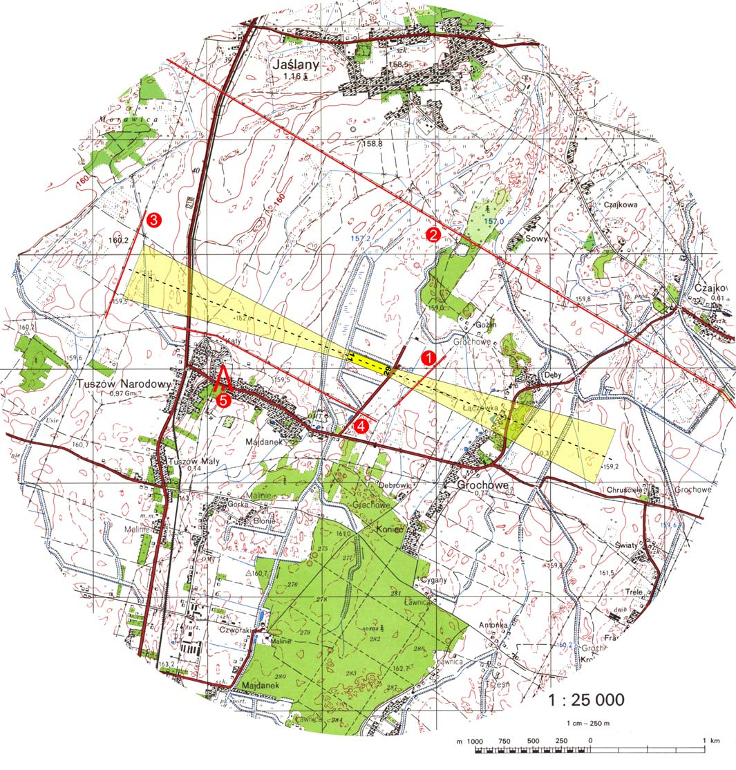 Mapa terenu przystosowanego do startów i lądowań w skali 1 : 25 000.