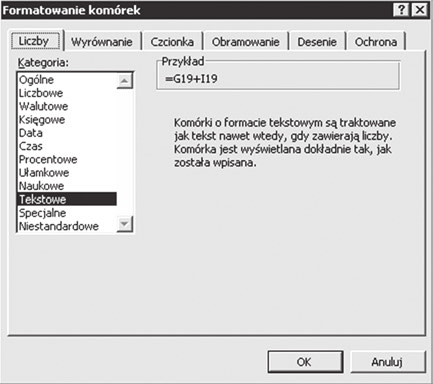 Redakcja odpowiada Listy/V-VI/005 1. Zaznaczamy komórkę J19 i wybieramy polecenie menu Format/Komórki. 2. W oknie dialogowym Formatowanie komórek przechodzimy do zakładki Liczby. 3.