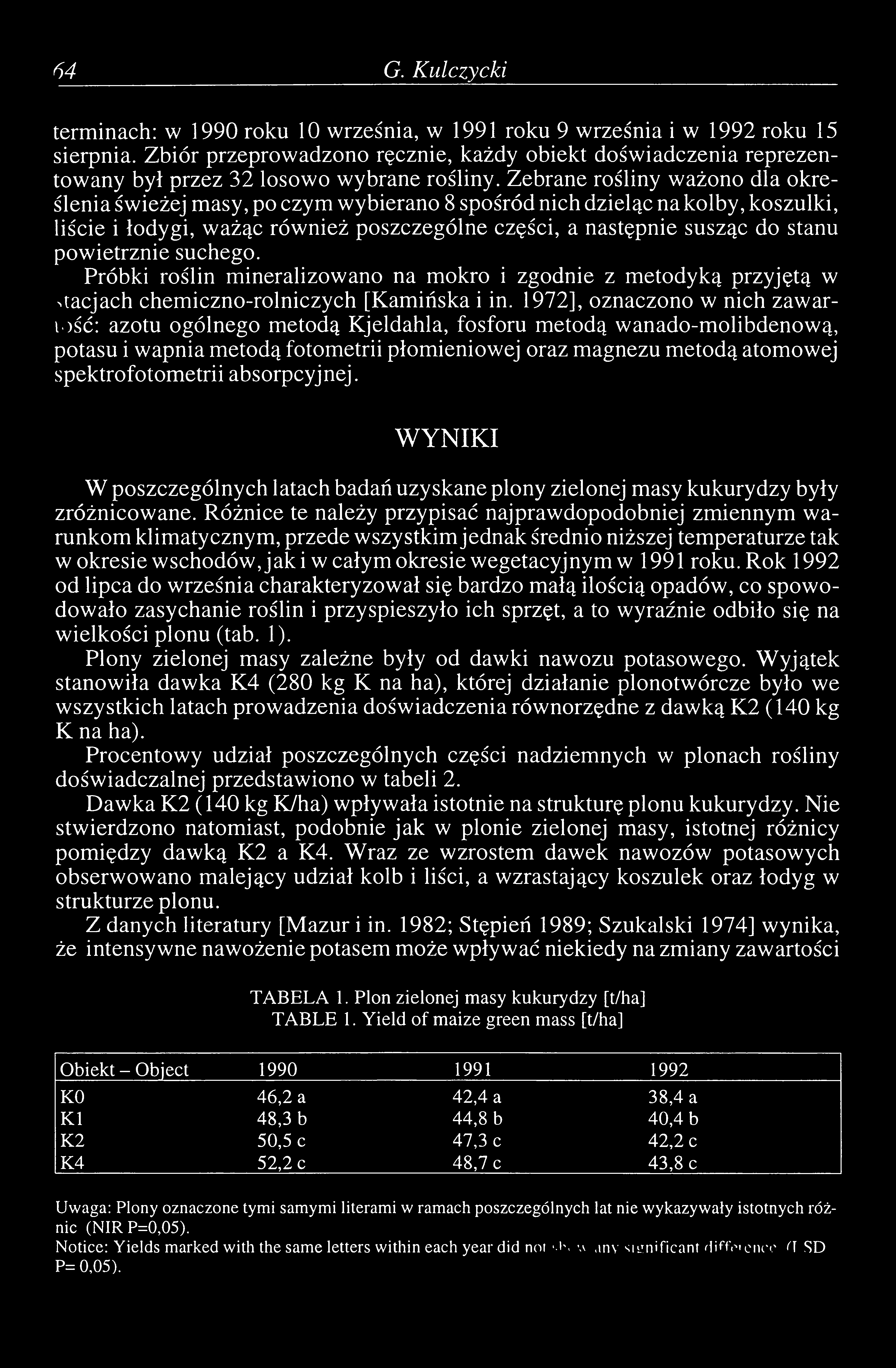 64 G. Kulczycki terminach: w 1990 roku 10 września, w 1991 roku 9 września i w 1992 roku 15 sierpnia.