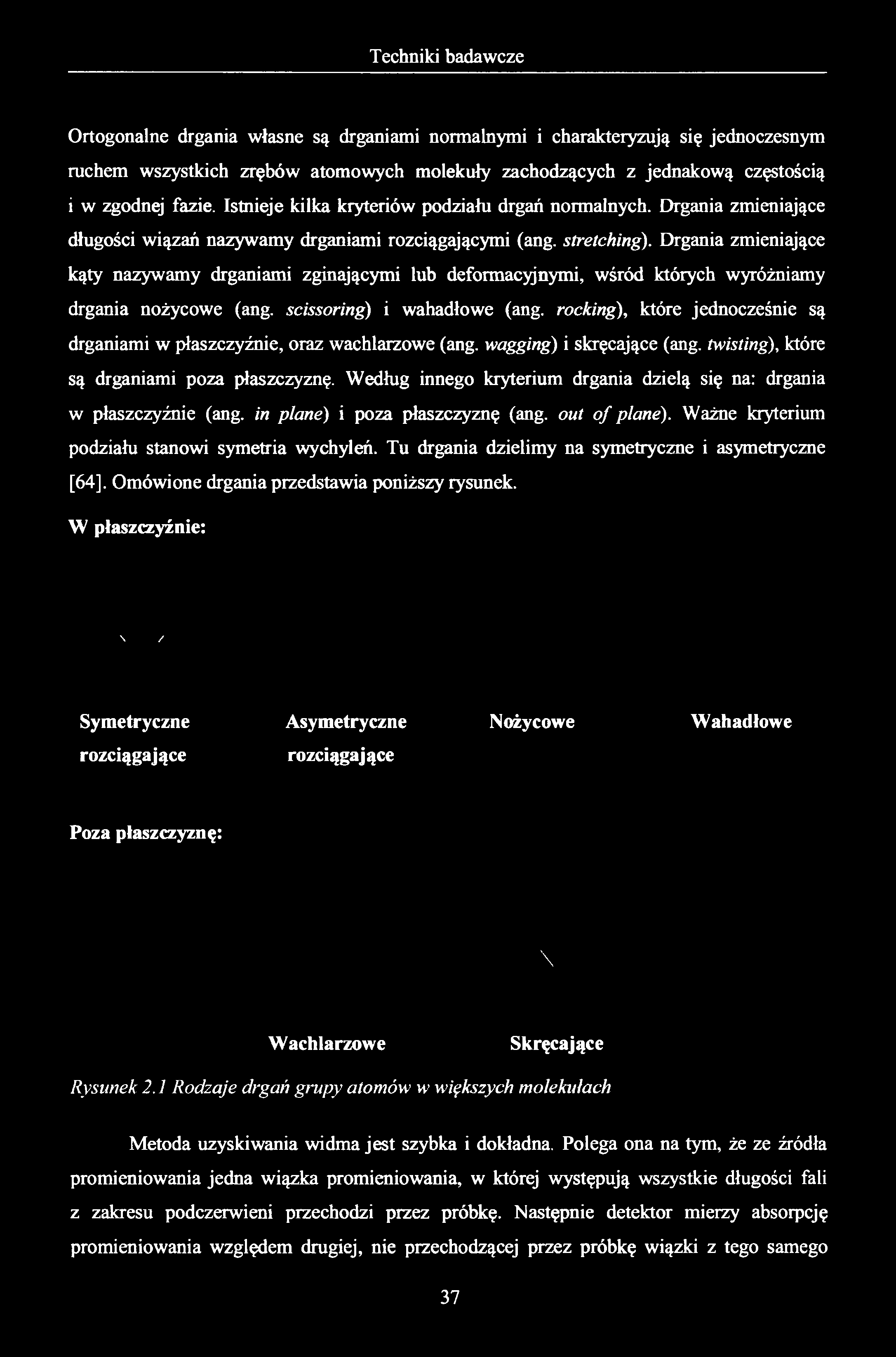 Ortogonalne drgania własne są drganiami normalnymi i charakteryzują się jednoczesnym ruchem wszystkich zrębów atomowych molekuły zachodzących z jednakową częstością i w zgodnej fazie.