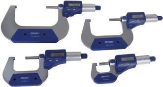 Przyrządy ręczne Mikrometry Zestaw mikrometrów elektronicznych DIN 63 000 mm Do pomiaru np. średnic wałów, wymiarów zewnętrznych na przedmiotach obrabianych itp.