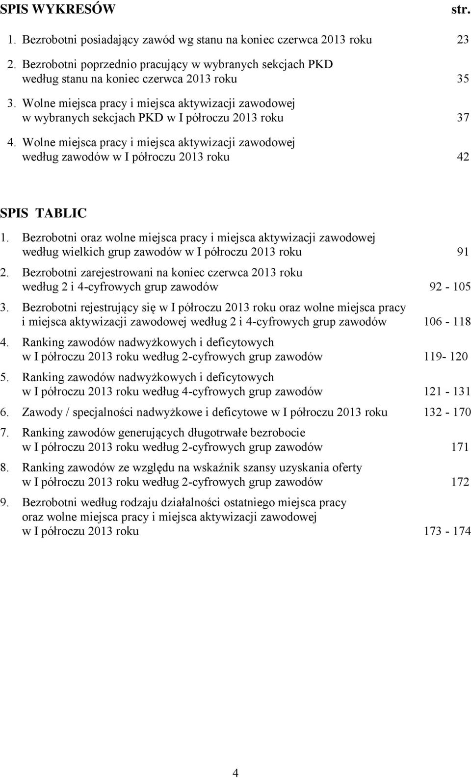 Wolne miejsca pracy i miejsca aktywizacji zawodowej według w I półroczu 2013 roku 42 SPIS TABLIC 1.