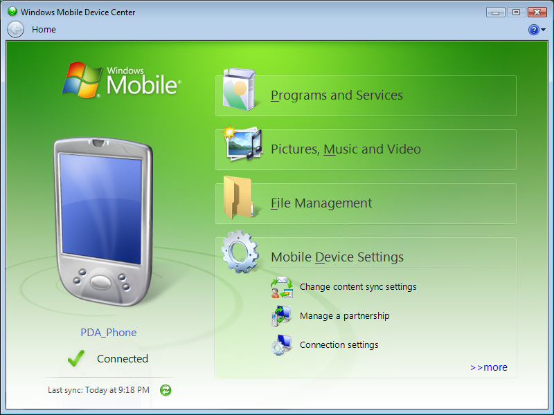 Synchronizacja danych z komputerem 111 Korzystanie z Centrum obsługi urządzeń z systemem Windows Mobile Aby uruchomić Centrum obsługi urządzeń z systemem Windows Mobile, w komputerze z systemem