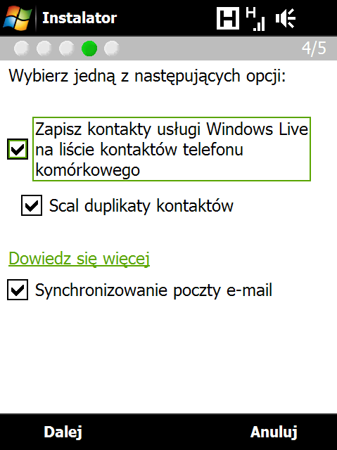 174 Internet Konfigurowanie programu Windows Live po raz pierwszy 1. Wybierz Start > Programu > Windows Live, a następnie Zarejestruj się w Windows Live. 2.