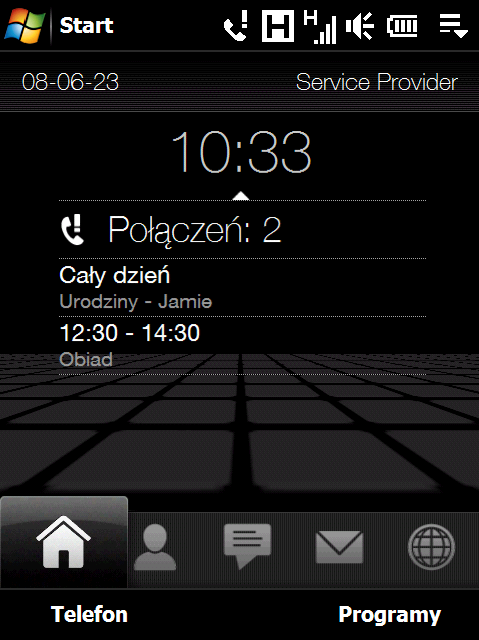 TouchFLO 3D 75 Aby otworzyć ekran Zegar i alarmy, gdzie możesz ustawić datę, godzinę i alarm, dotknij datę lub zegar. (Aby uzyskać więcej szczegółów zapoznaj się z rozdziałem 13.