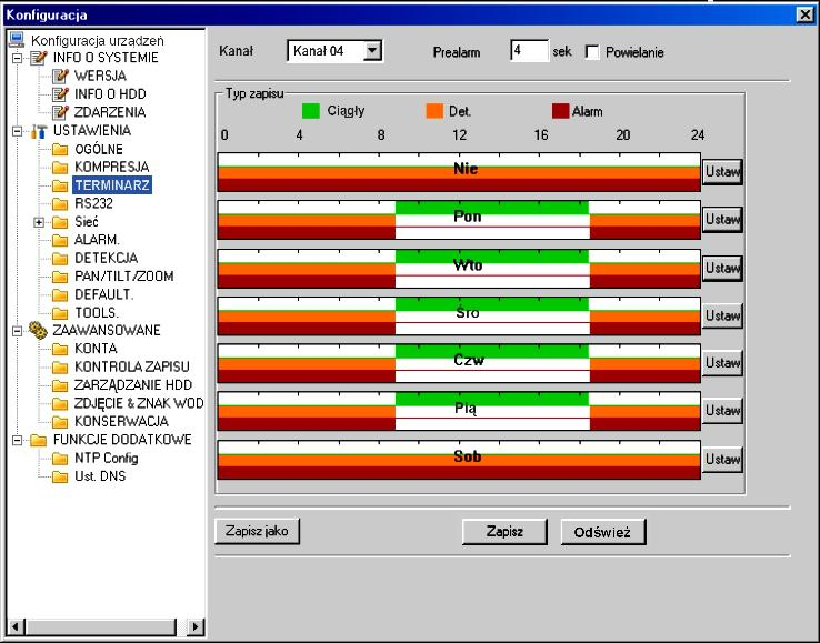 Dostęp przez przeglądarkę IE Rys. 9-29. Kodowanie kolorów. TERMINARZ Interfejs Terminarz został przedstawiony na rysunku 7-30.