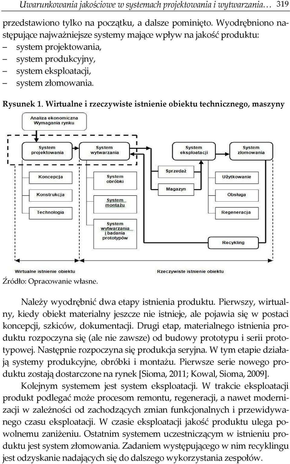 Wirtualne i rzeczywiste istnienie obiektu technicznego, maszyny Należy wyodrębnić dwa etapy istnienia produktu.