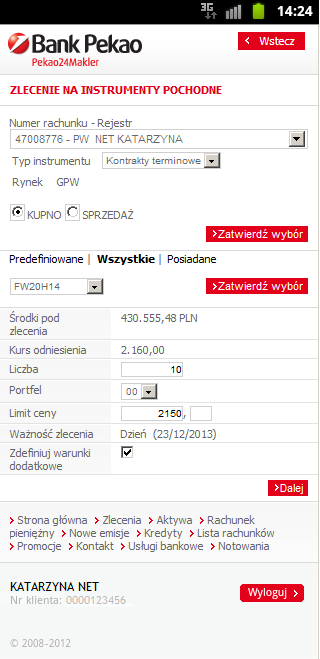 Środki pod zlecenia wysokość środków finansowych dostępnych pod zlecenia kupna; Cena odniesienia ostatnia cena zamknięcia wybranego papieru wartościowego; Liczba należy wskazać liczbę instrumentów