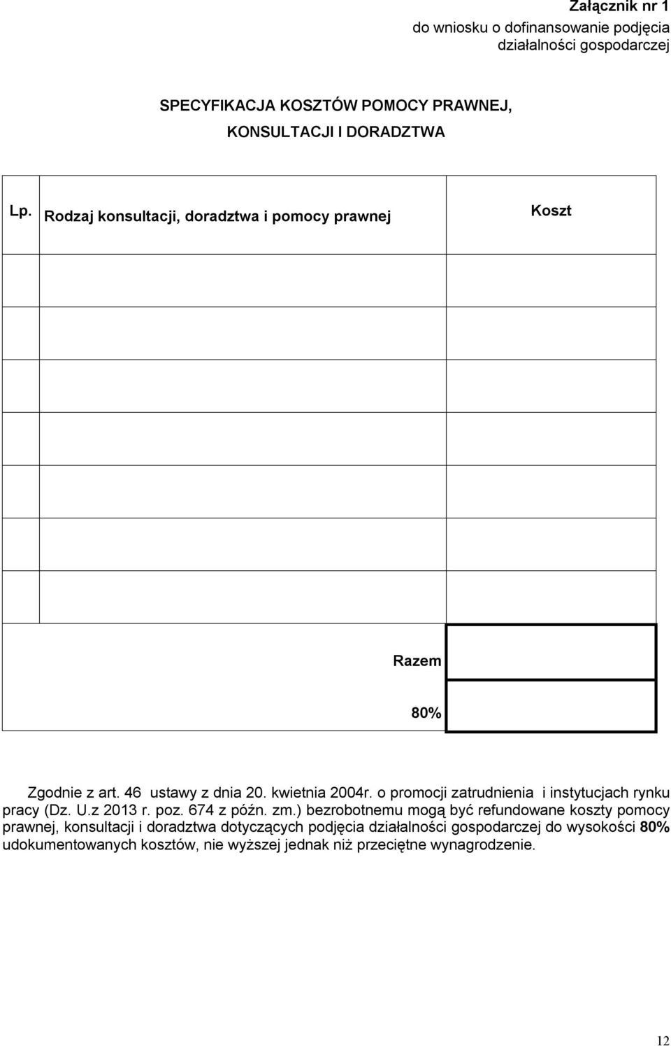 o promocji zatrudnienia i instytucjach rynku pracy (Dz. U.z 2013 r. poz. 674 z późn. zm.